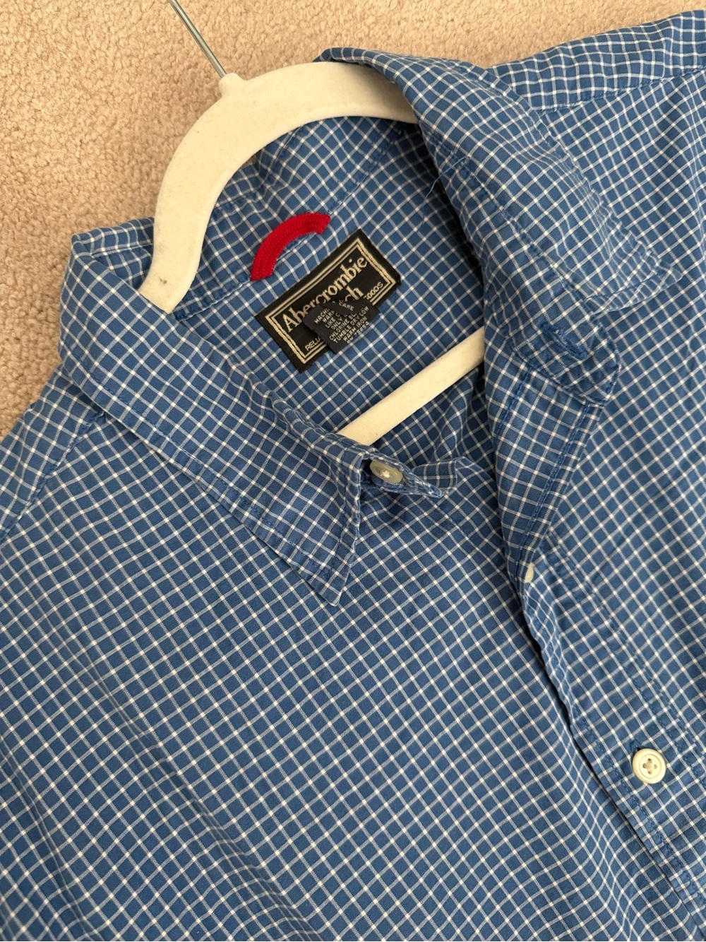 Abercrombie & Fitch y2k Men’s Blue Checked Button-Down Shirt- size XL